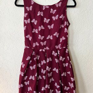Iska London - Midi Dress - Size S/10 - Red Butterfly Dress